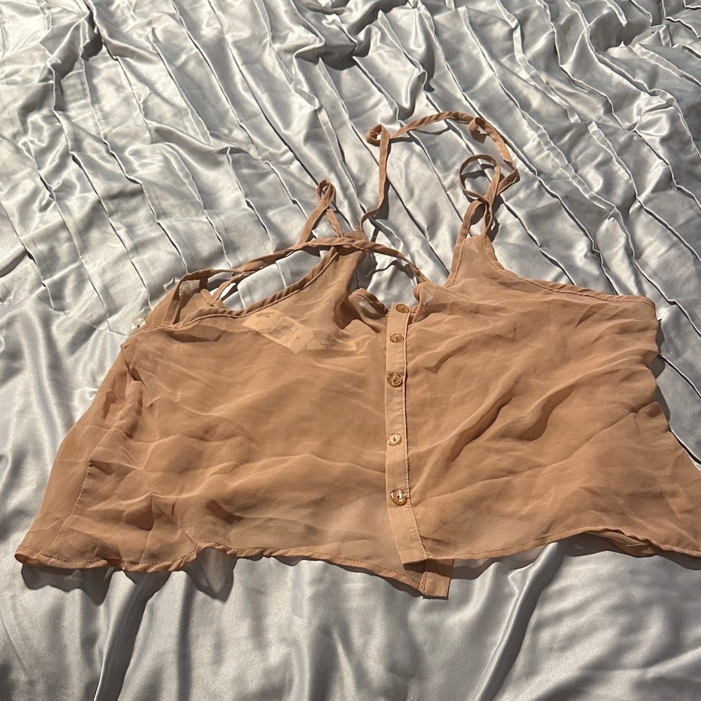 Love J Tan Sheer Crop Top